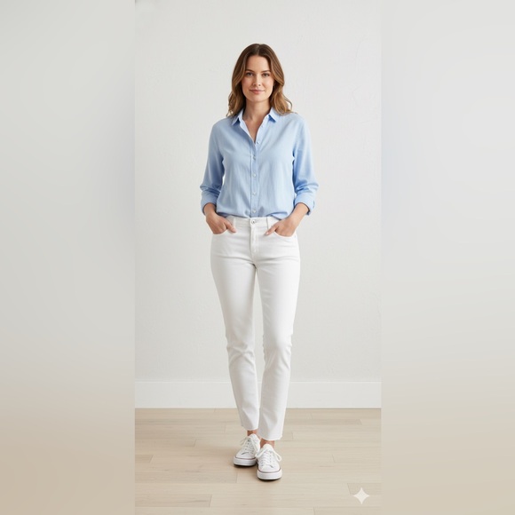 Frank & Eileen Denim - FRANK & EILEEN SLIGO Womens Sz 28 White Cotton Stretch‎ Raw Hem Jeans EXC